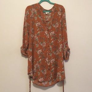 Plus Size Floral Print Tunic